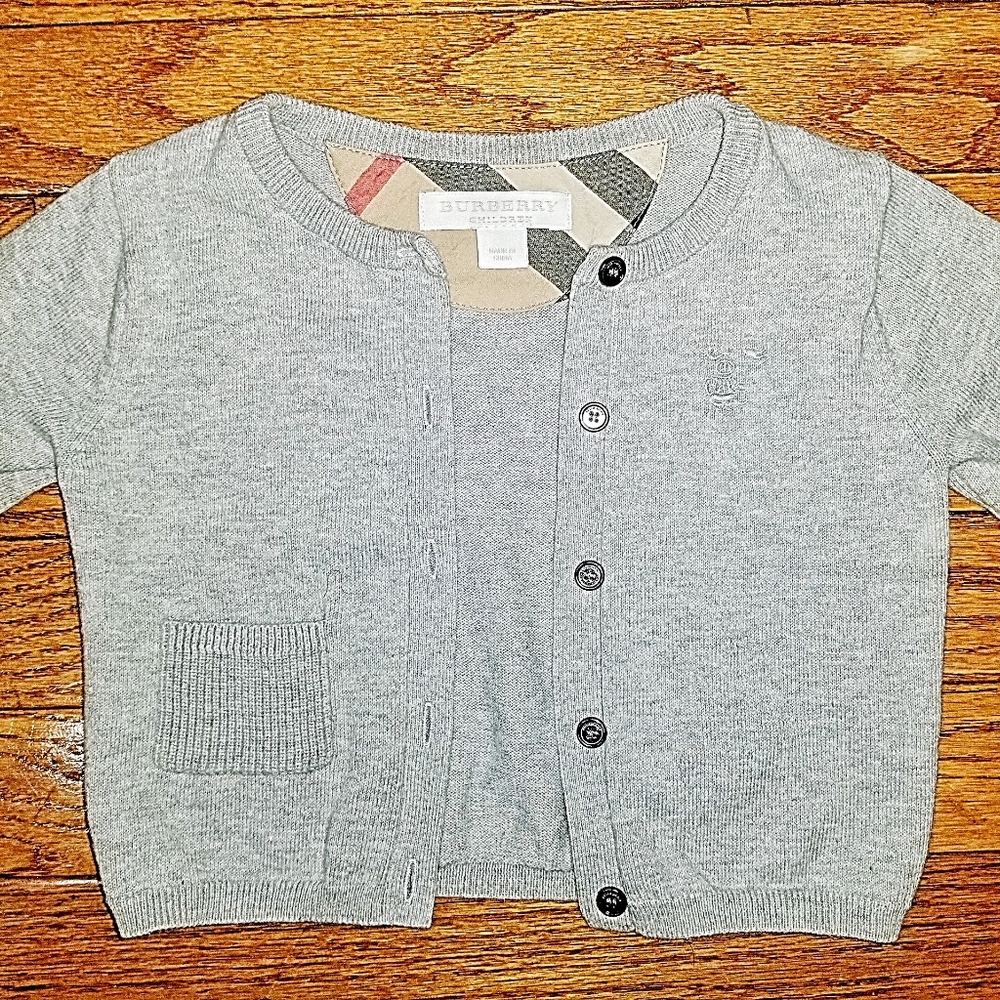 Beautiful Gray Burberry Cardigan 18M